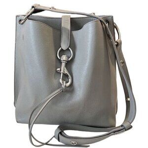 Rebecca Minkoff Megan Gray Leather Adjustable Strap Crossbody Bucket Bag